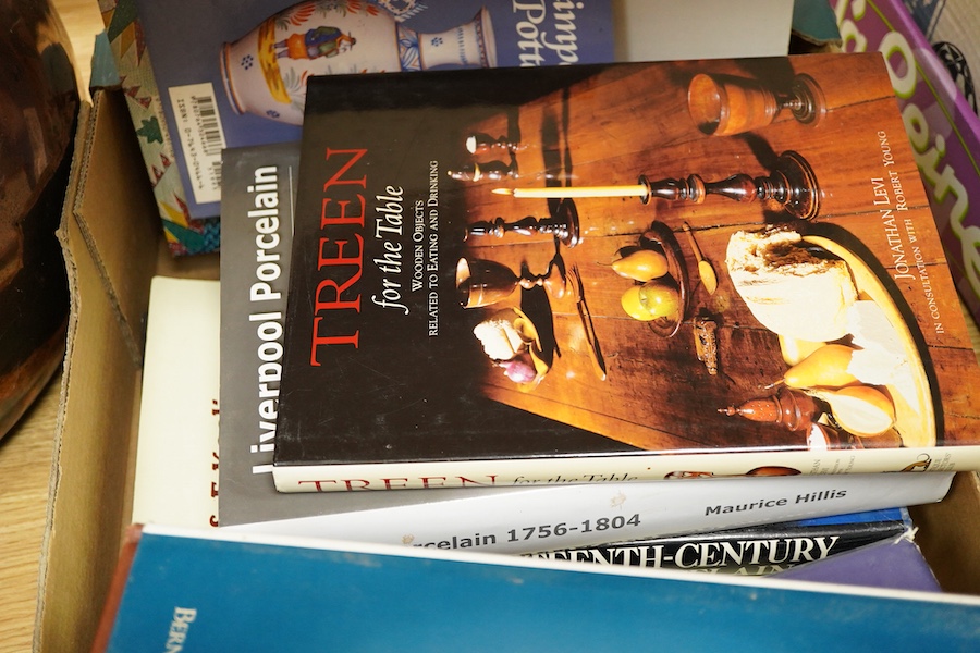 A collection of antique reference books on furniture, treen, Charles Horner, Lowestoft porcelains etc (15).